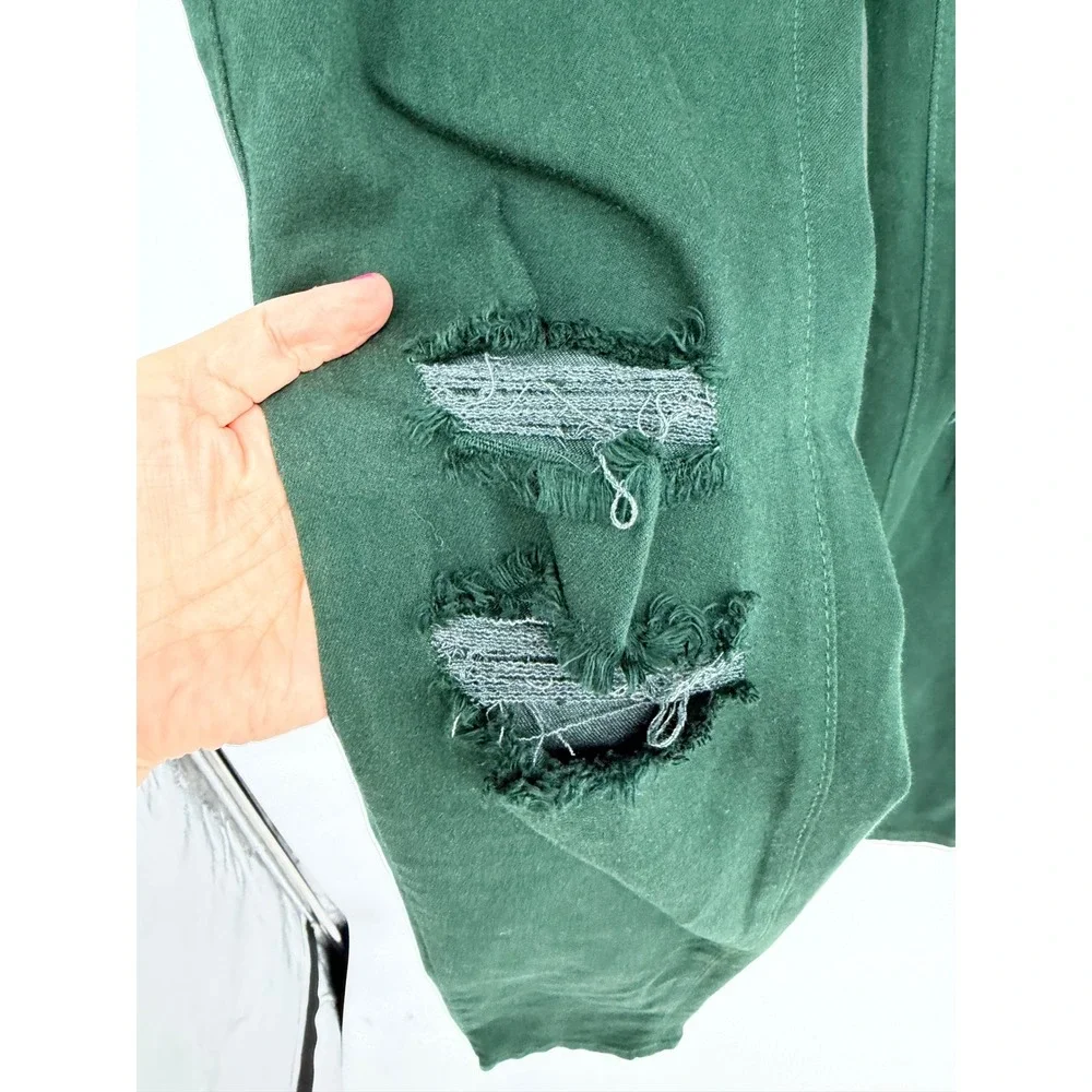 KanCan Skinny Jeans 11/29 Dark Green Distressed Knee Grunge Goblincore‎ KC1654